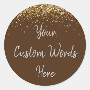 Sticker Rond Faveur de fête personnalisée Anniversaire Marron O