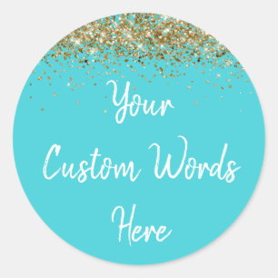 Sticker Rond Faveur de fête personnalisée Turquoise Anniversair