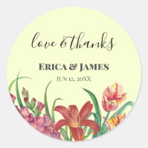 Faveur de mariage aquarelle gladioles tulipes lys