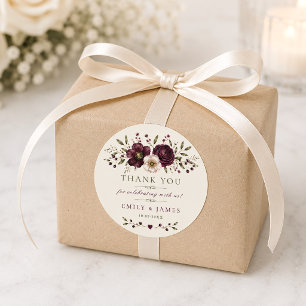 Sticker Rond Faveur de mariage botanique prune élégante olive