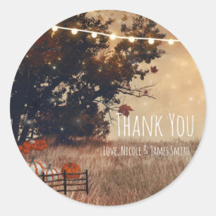 Sticker Rond Faveur de mariage champêtre automnal en campagne r