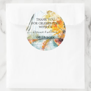 Sticker Rond Faveur de mariage de forêt automnale rustique