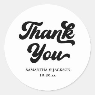 Sticker Rond Faveur de mariage disco noir et blanc