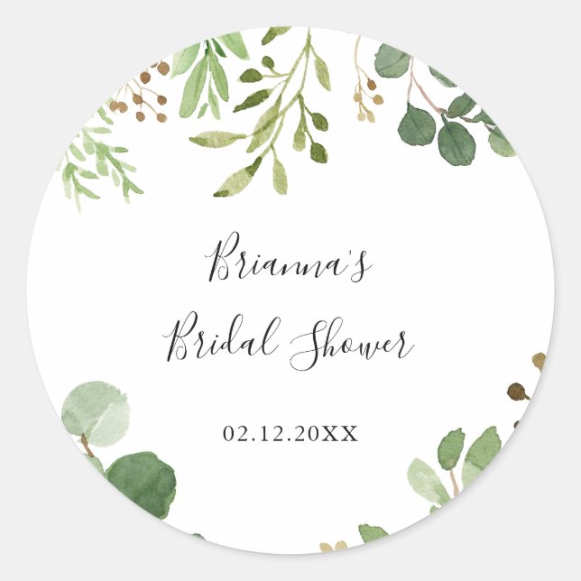 Sticker Rond Faveur de mariage floral marron simple eucalyptus (Devant)