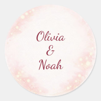 Sticker Rond Faveur de mariage florale aquarelle rose rêveuse