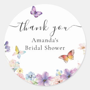 Sticker Rond Faveur de mariage papillons floraux