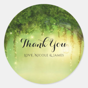 Sticker Rond Faveur de mariage rustique romantique de la forêt 