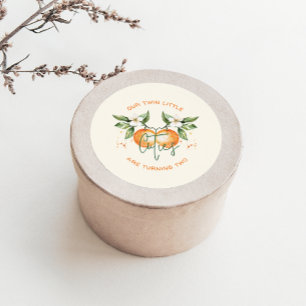Sticker Rond Faveur de naissance jumeaux Little Cutie Citrus Or