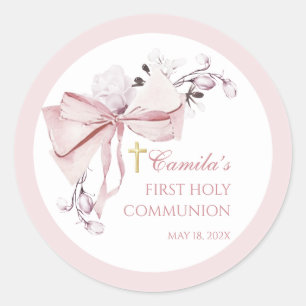 Sticker Rond Faveur de première communion coquette