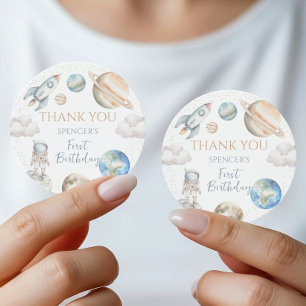 Sticker Rond Faveur de remerciement d'anniversaire pour la fusé