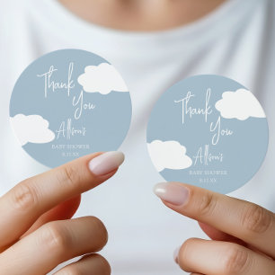 Sticker Rond Faveur de remerciement de Baby Shower Nuage Bleu