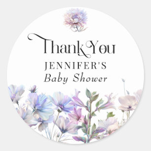 Sticker Rond Faveur de remerciement de fleurs sauvages aquarell