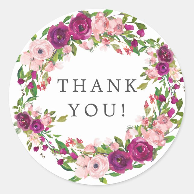 Sticker Rond Faveur de remerciement de mariage Blush Marsala (Devant)