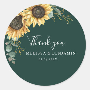 Sticker Rond Faveur de remerciement Eucalyptus Tournesol