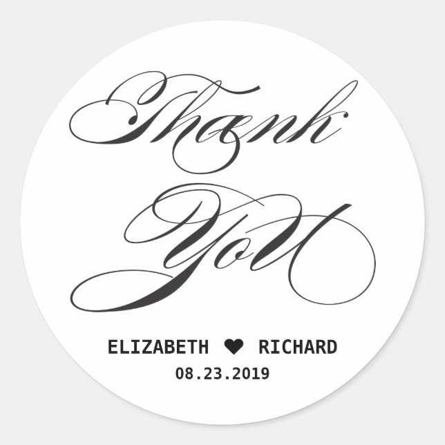Sticker Rond Faveur de remerciement noir blanc (Devant)