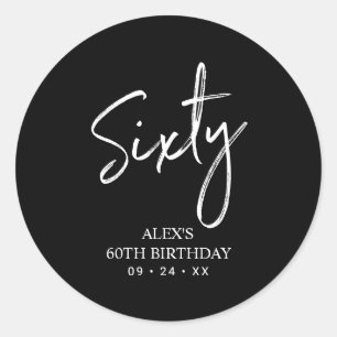 Sticker Rond Faveur de remerciement pour 60e anniversaire Noir 