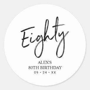 Sticker Rond Faveur de remerciement pour 80e anniversaire Noir 