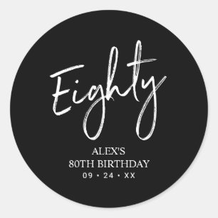 Sticker Rond Faveur de remerciement pour les 80 ans en noir et 