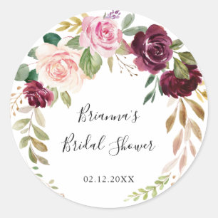 Sticker Rond Faveur de salle de bain de mariage floral botaniqu