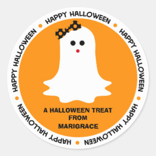 Sticker Rond Faveur Girly de fantôme de Halloween