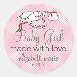 Sticker Rond Faveur mignonne d'invité de baby shower de rose d