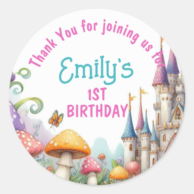 Sticker Rond Faveur Princess Fairy Daughter Anniversaire Fairyc (Devant)