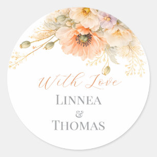 Sticker Rond Faveurs de mariage élégantes Poppy Blush Soft