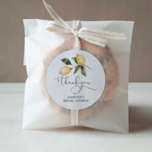 Sticker Rond Faveurs de mariage en aquarelle citron