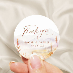 Sticker Rond Faveurs de remerciement de montagne de fleurs sauv