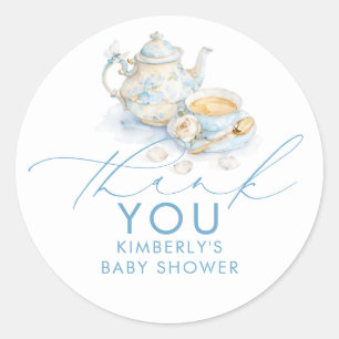 Sticker Rond Faveurs de remerciement pour Baby Shower Tea Party