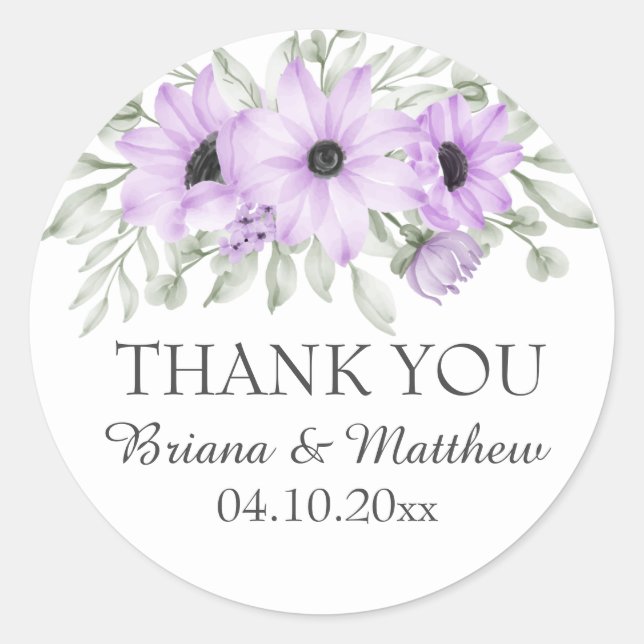 Sticker Rond Faveurs florales violettes élégantes (Devant)