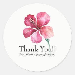 Sticker Rond Favor de mariage Fleur Florale Hibiscus Tropical