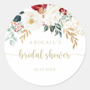 Sticker Rond Favor de Mariage Floral Or Classique  