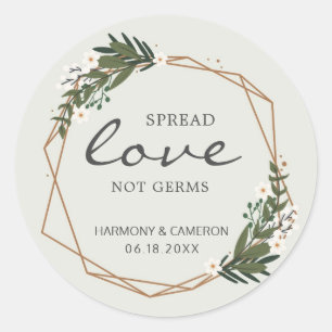 Sticker Rond Favor de mariage géométrique 'Étendez l'amour, pas