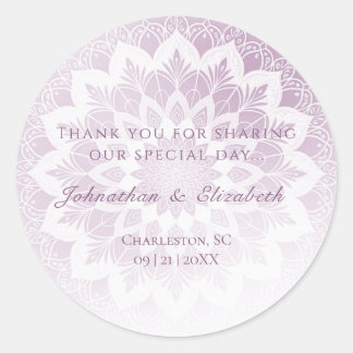 Sticker Rond Favor de mariage Mandala à dentelle rose