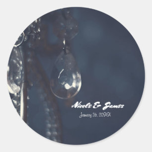 Sticker Rond Favor de mariage romantique élégant cristal bleu m
