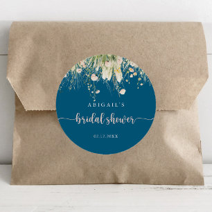 Sticker Rond Favori de Baby Shower Bohème Fleurs de Nuit Navale