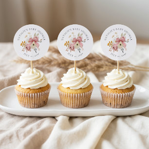 Sticker Rond Favori de Baby Shower Fleur de Printemps Automne D