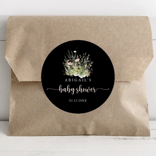 Sticker Rond Favori de Baby Shower Greenery Boho Fleur Sauvage  (Créateur téléchargé)