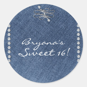 Sticker Rond Favori de fête d'anniversaire emblème Denim & Diam