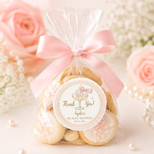 Sticker Rond Favori de Mariage Coquette Perles & Prosecco