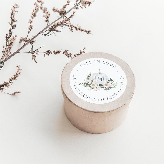 Sticker Rond Favori de monogramme de verdure de citrouille d'au (Créateur téléchargé)