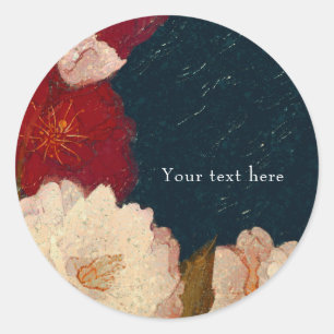 Sticker Rond Favori floral chic moderne élégant rouge et blanc