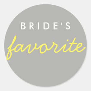 Sticker Rond Favori gris-jaune de la mariée personnalisée