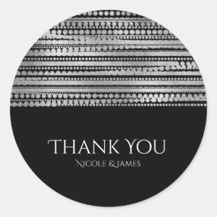 Sticker Rond Favori simple moderne élégant argent et noir