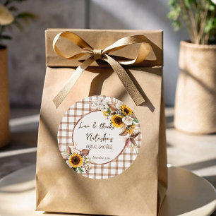 Sticker Rond Favoris de baby shower thème tournesol coup de fou