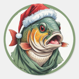 Sticker Rond Favoris de Noël animal amusant - Carpe 1