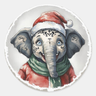 Sticker Rond Favoris de Noël animal amusant - Elephant 2