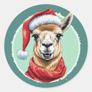 Sticker Rond Favoris de Noël animal amusant - Llama 1