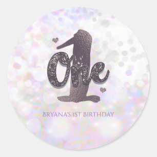 Sticker Rond Favour de fête d'anniversaire Iridescent Sparkle O